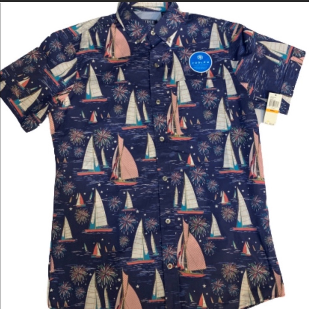 ⭐️NWT Izod Short Sleeve Button Down Sailboat Shirt⭐️